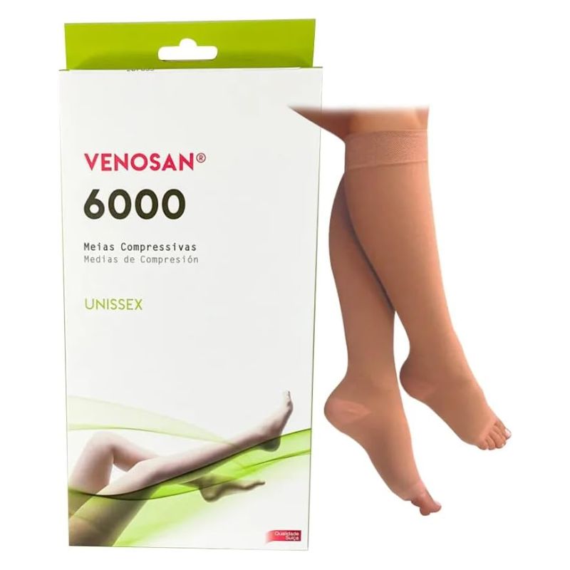 Meia de Compressão 3/4 6000-20-30 mmHg AD Pé Aberto P - Venosan